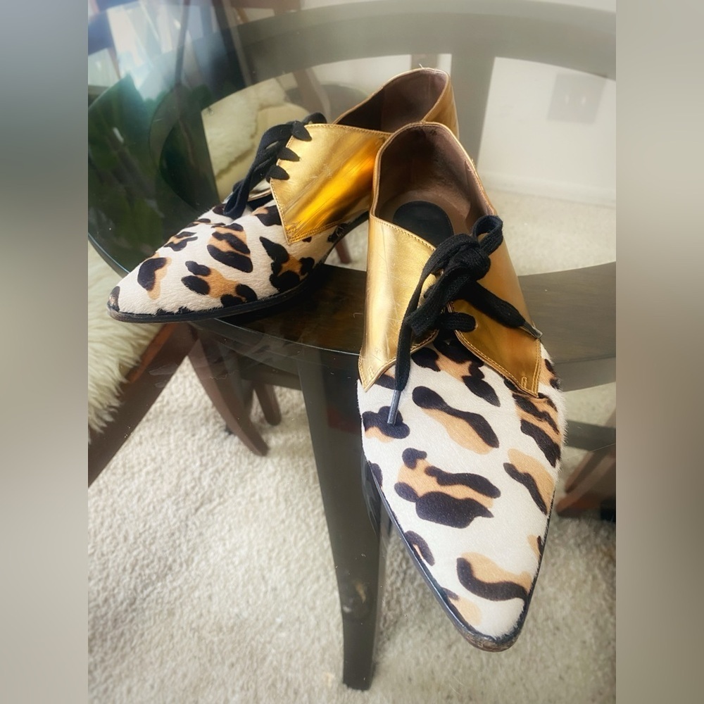 Marni Gold & Leopard Print Oxfords  🌟🐆